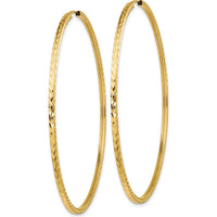 14K Yellow Gold 60mm Diamond-Cut Square Tube Endless Hoop Earrings by 0