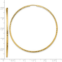 14K Yellow Gold 60mm Diamond-Cut Square Tube Endless Hoop Earrings by 0