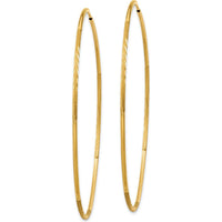 14K Yellow Gold 60mm Endless Hoop Earrings with Diamond-Cut Texture by Oro Pregiato