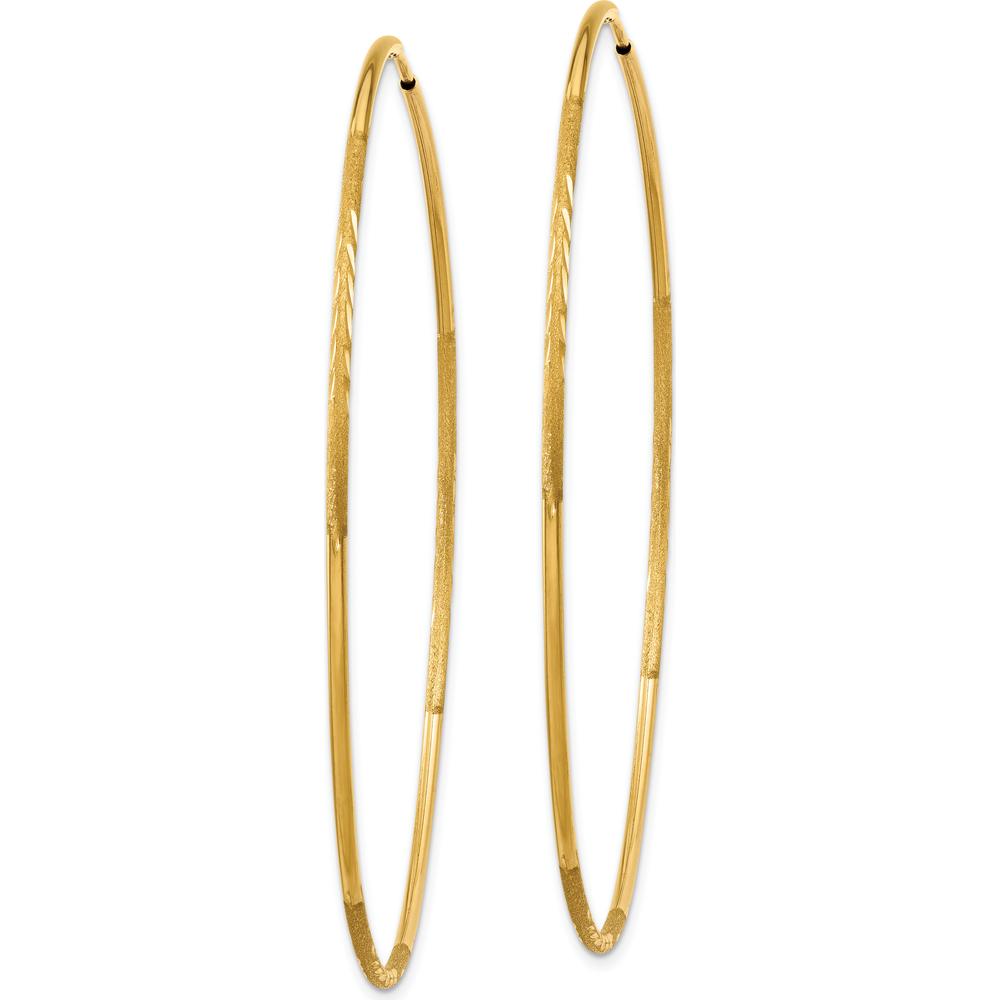 14K Yellow Gold 60mm Endless Hoop Earrings with Diamond-Cut Texture by Oro Pregiato