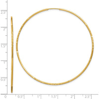14K Yellow Gold 60mm Endless Hoop Earrings with Diamond-Cut Texture by Oro Pregiato