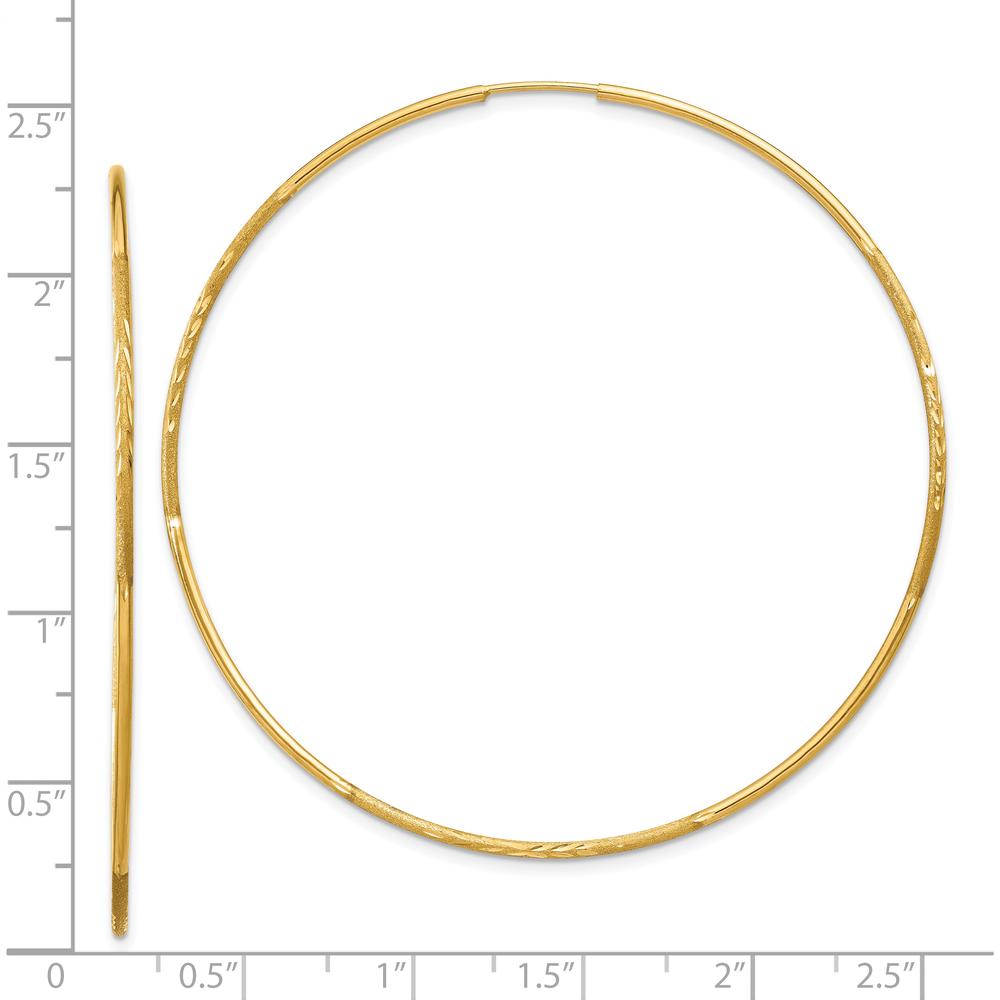 14K Yellow Gold 60mm Endless Hoop Earrings with Diamond-Cut Texture by Oro Pregiato