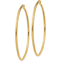 14K Yellow Gold 60mm Large Hoop Earrings with Diamond-Cut Texture by 0