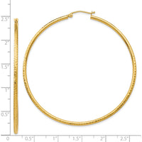 14K Yellow Gold 60mm Large Hoop Earrings with Diamond-Cut Texture by 0