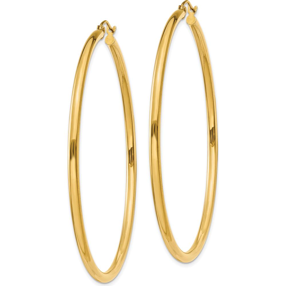 14K Yellow Gold 60mm Lightweight Polished Tube Hoop Earrings by 0