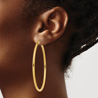 14K Yellow Gold 60mm Lightweight Polished Tube Hoop Earrings by 0