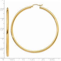 14K Yellow Gold 60mm Lightweight Polished Tube Hoop Earrings by 0