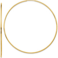 14K Yellow Gold 60mm Polished Endless Tube Hoop Earrings - Lightweight & Elegant Design by 0