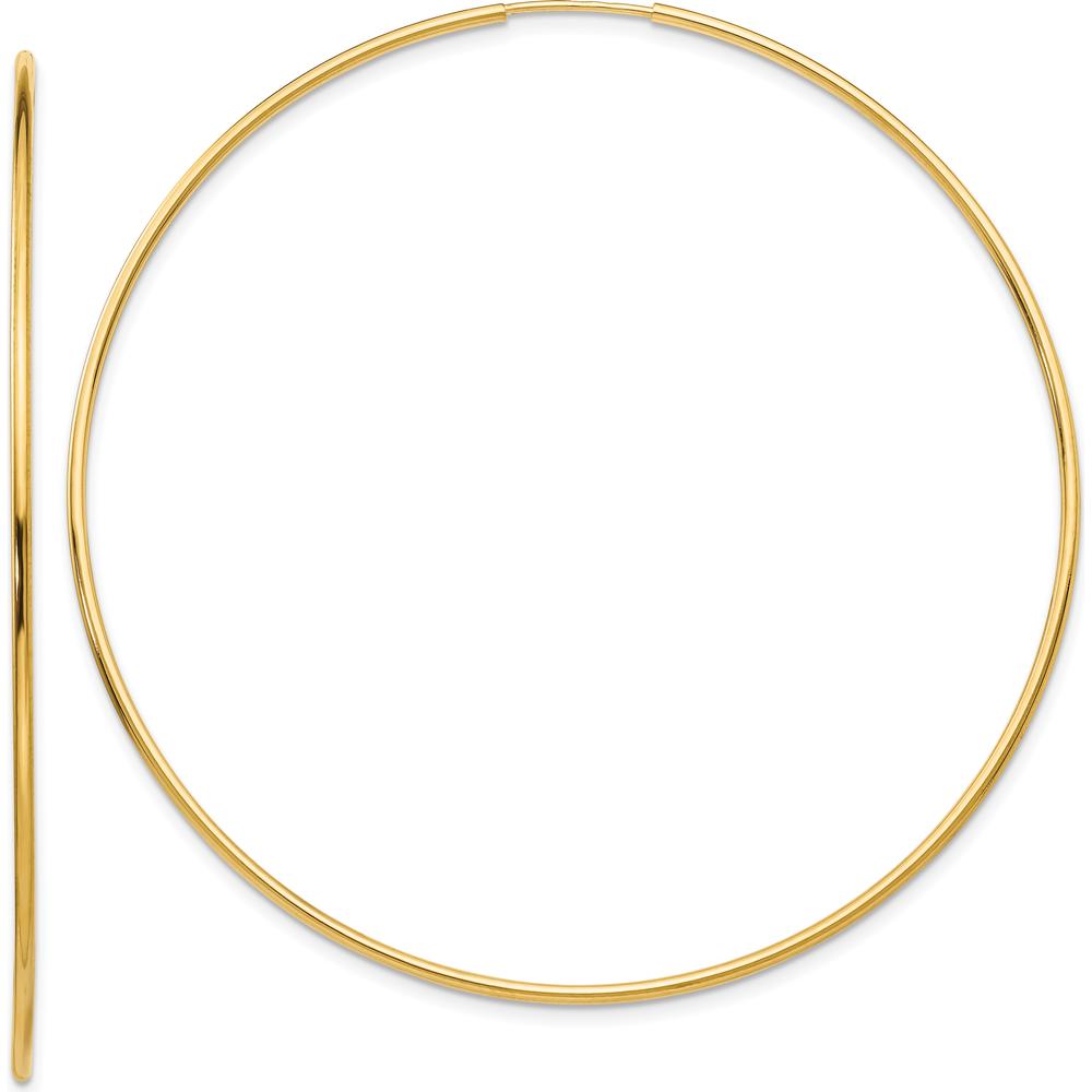 14K Yellow Gold 60mm Polished Endless Tube Hoop Earrings - Lightweight & Elegant Design by 0
