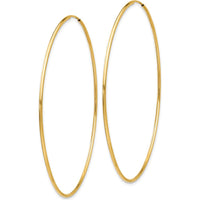 14K Yellow Gold 60mm Polished Endless Tube Hoop Earrings - Lightweight & Elegant Design by 0