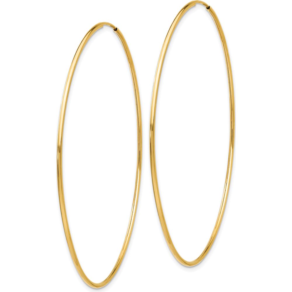 14K Yellow Gold 60mm Polished Endless Tube Hoop Earrings - Lightweight & Elegant Design by 0