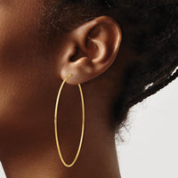 14K Yellow Gold 60mm Polished Endless Tube Hoop Earrings - Lightweight & Elegant Design by 0