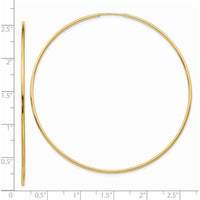 14K Yellow Gold 60mm Polished Endless Tube Hoop Earrings - Lightweight & Elegant Design by 0
