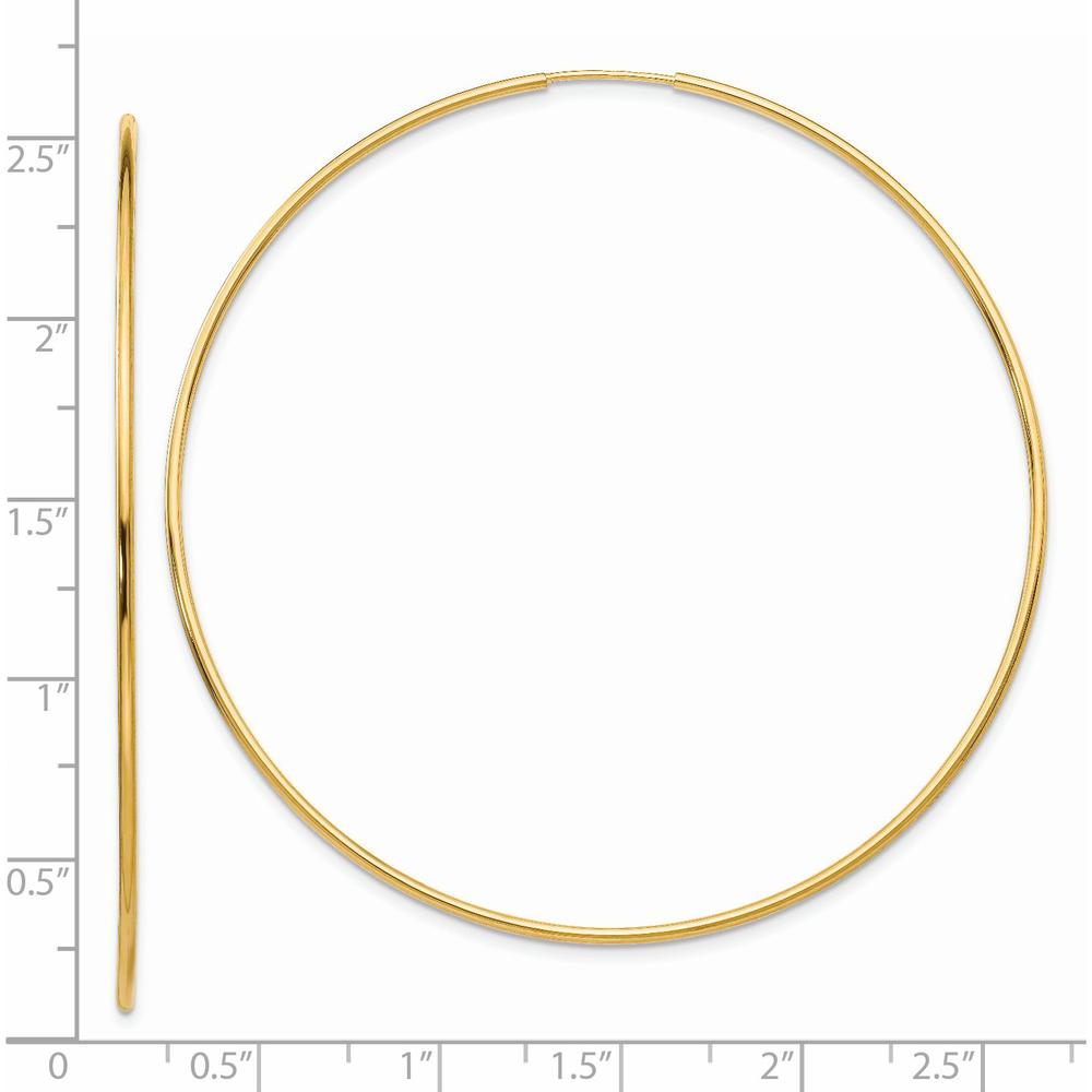 14K Yellow Gold 60mm Polished Endless Tube Hoop Earrings - Lightweight & Elegant Design by 0