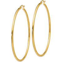 14K Yellow Gold 60mm Polished Lightweight Tube Hoop Earrings by 0