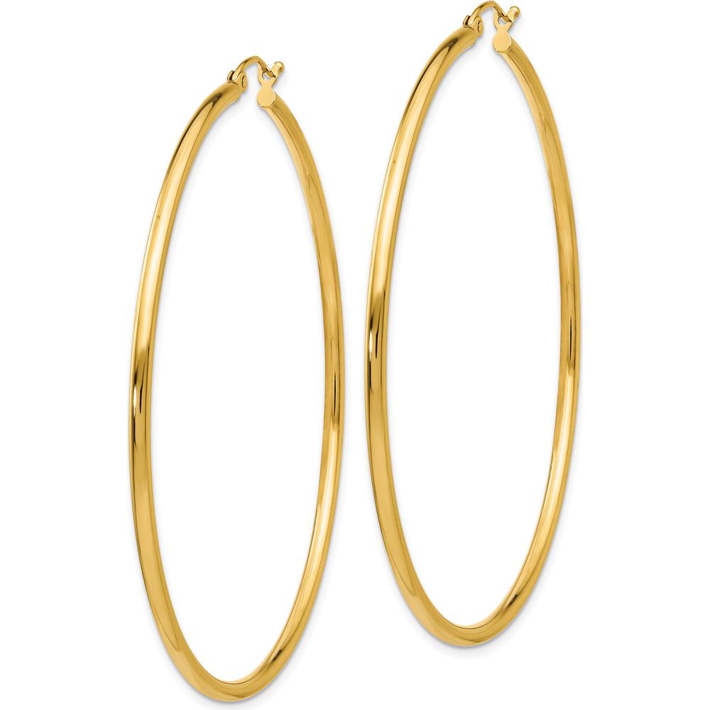 14K Yellow Gold 60mm Polished Lightweight Tube Hoop Earrings by 0