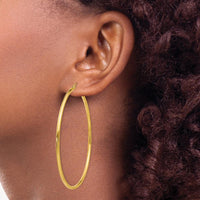 14K Yellow Gold 60mm Polished Lightweight Tube Hoop Earrings by 0