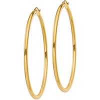 14K Yellow Gold 60mm Polished Tube Hoop Earrings - 2.5mm Thickness by 0