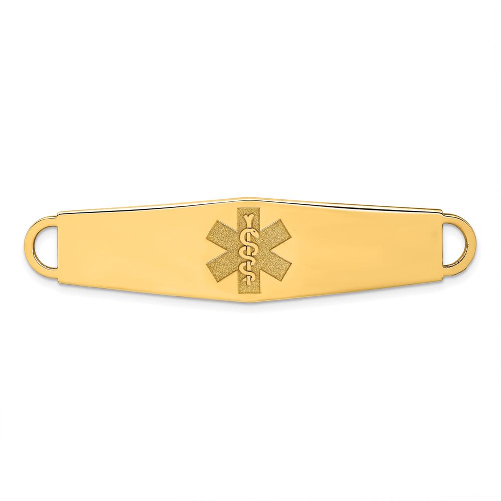 14K Yellow Gold 60x13mm Non-Enamel Medical ID Plate Bracelet - Engravable by Oro Pregiato