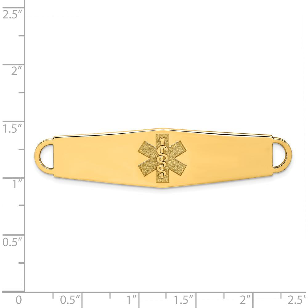14K Yellow Gold 60x13mm Non-Enamel Medical ID Plate Bracelet - Engravable by Oro Pregiato