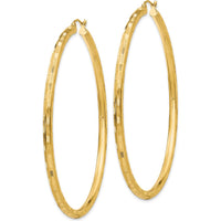 14K Yellow Gold 65mm Diamond-Cut Hoop Earrings - Polished Finish by 0