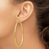 14K Yellow Gold 65mm Diamond-Cut Hoop Earrings - Polished Finish by 0