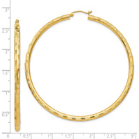 14K Yellow Gold 65mm Diamond-Cut Hoop Earrings - Polished Finish by 0