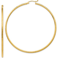 14K Yellow Gold 65mm Diamond-cut Large Hoop Earrings - Polished Finish by 0
