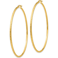14K Yellow Gold 65mm Diamond-cut Large Hoop Earrings - Polished Finish by 0