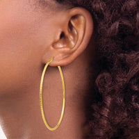 14K Yellow Gold 65mm Diamond-cut Large Hoop Earrings - Polished Finish by 0