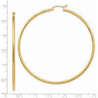 14K Yellow Gold 65mm Diamond-cut Large Hoop Earrings - Polished Finish by 0