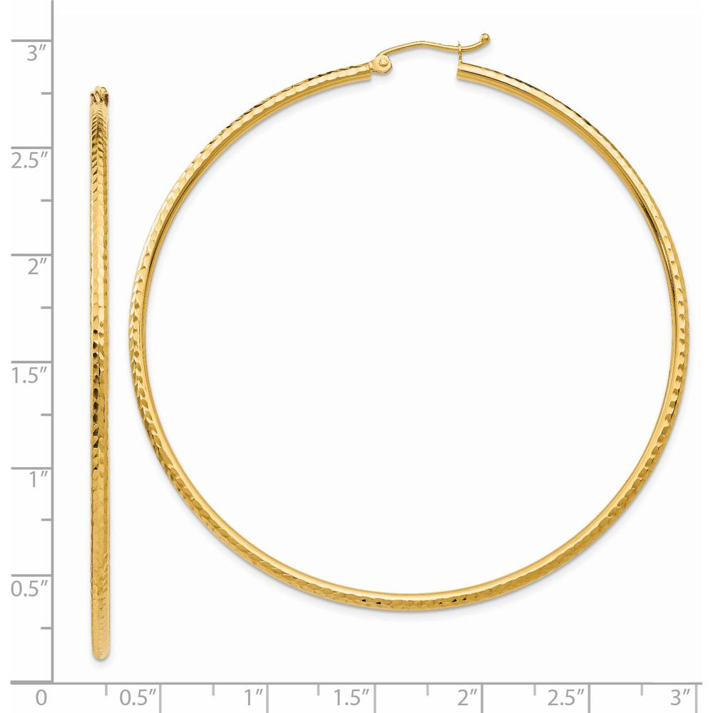14K Yellow Gold 65mm Diamond-cut Large Hoop Earrings - Polished Finish by 0
