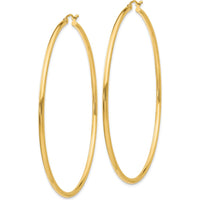 14K Yellow Gold 65mm Polished Tube Hoop Earrings by 0