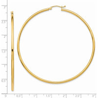 14K Yellow Gold 65mm Polished Tube Hoop Earrings by 0