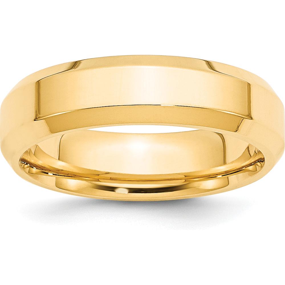 14K Yellow Gold 6mm Beveled Edge Comfort Fit Wedding Band - Size 13 by Luciano & Cie