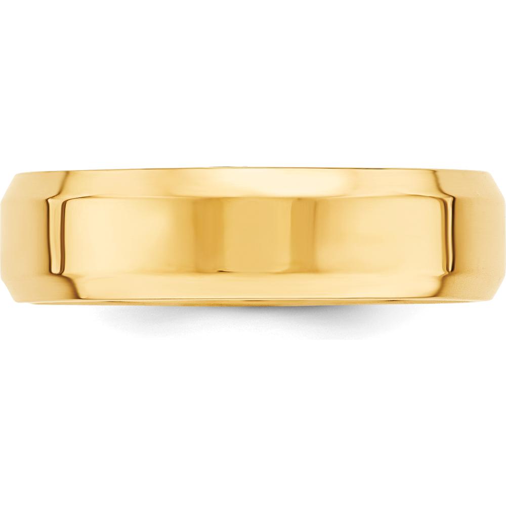 14K Yellow Gold 6mm Beveled Edge Comfort Fit Wedding Band Size 9 by Luciano & Cie