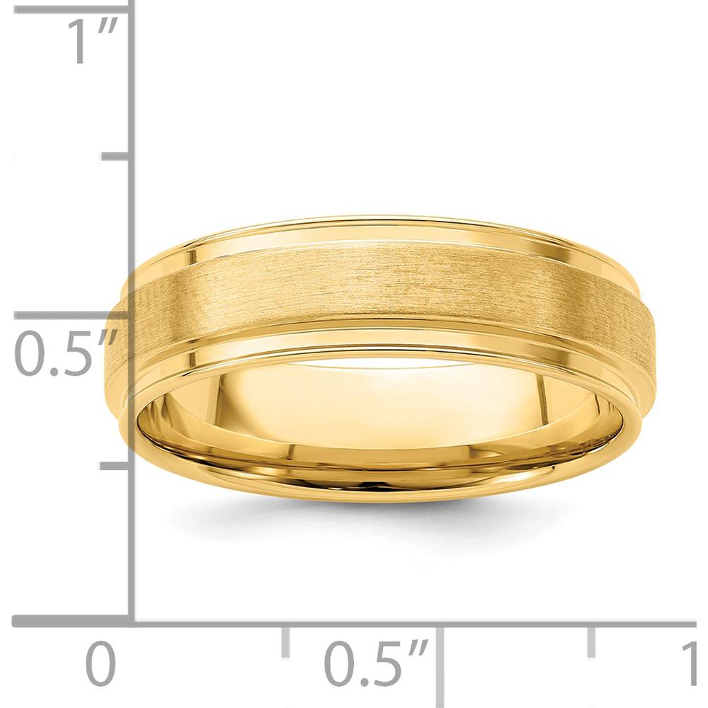 14K Yellow Gold 6mm Brushed Satin Comfort Fit Wedding Band - Modern Design with Polished Edges by Luciano & Cie