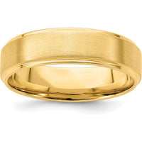 14K Yellow Gold 6mm Brushed Satin Polished Stepped Edge Comfort Fit Wedding Band Size 10.5 by Luciano & Cie