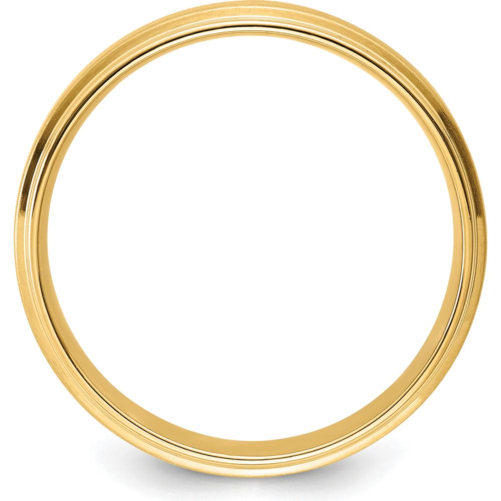 14K Yellow Gold 6mm Brushed Satin Polished Stepped Edge Comfort Fit Wedding Band Size 10.5 by Luciano & Cie