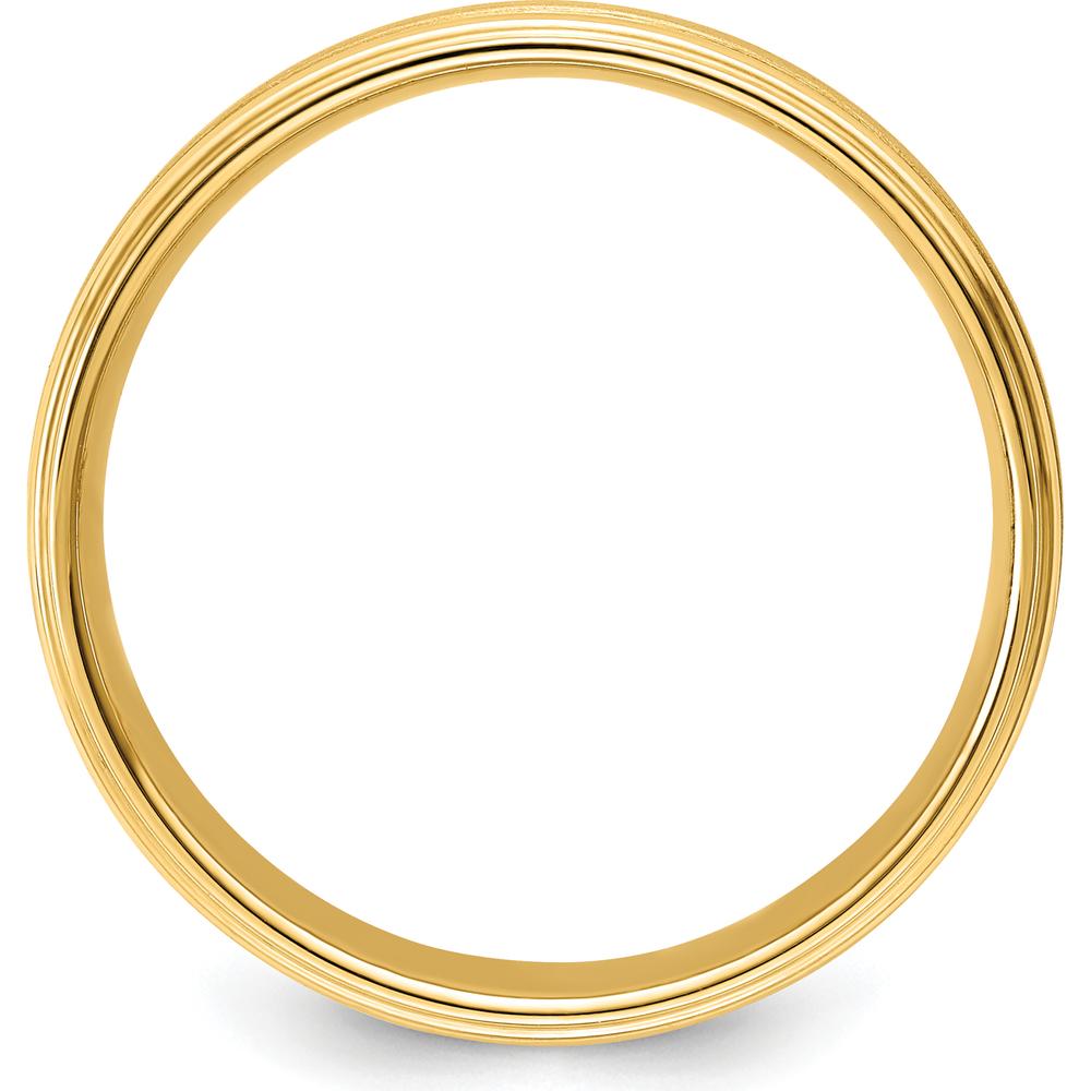 14K Yellow Gold 6mm Brushed Satin Wedding Band with Polished Milgrain Grooved Edge by Luciano & Cie