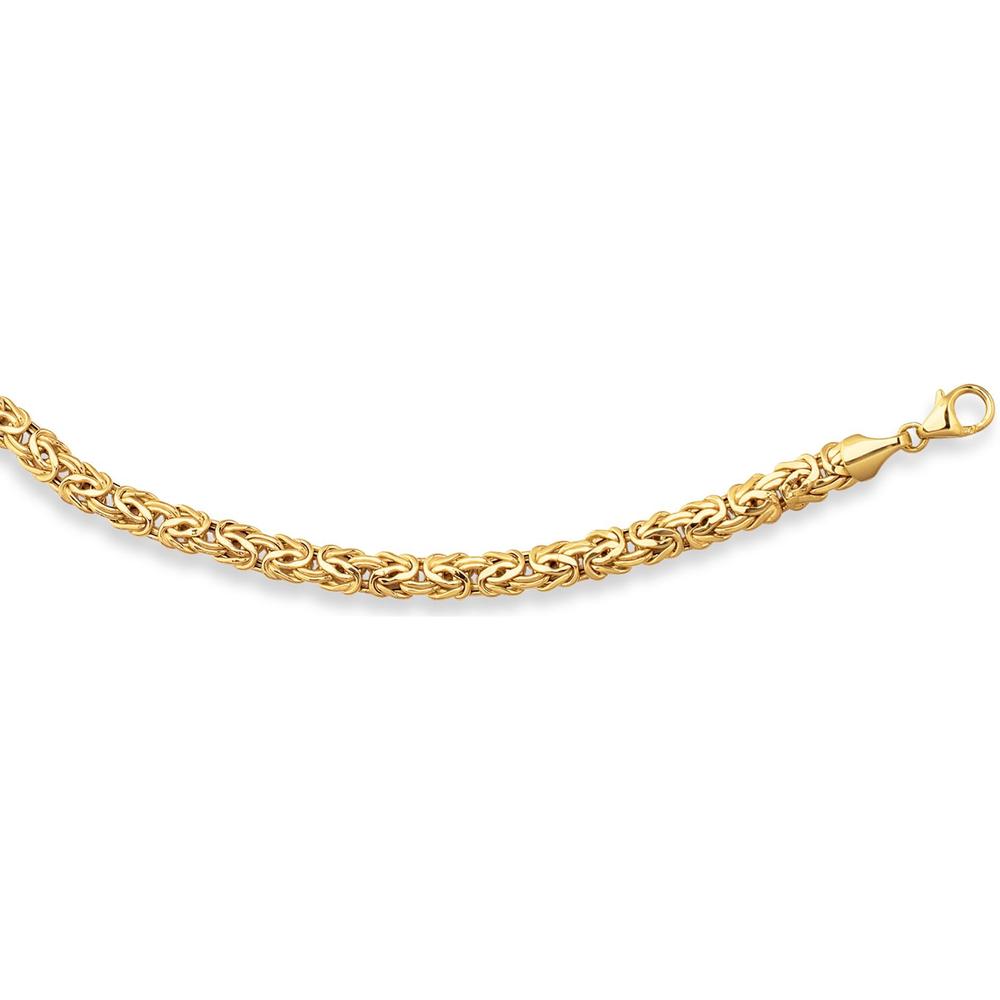 14K Yellow Gold 6mm Byzantine Chain Bracelet with Lobster Clasp - 7.25" by Orozza Fine Jewelry