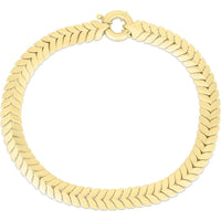 14K Yellow Gold 6mm Chevron Link Chain Bracelet with Spring Ring Clasp - 7.5" by Orozza Fine Jewelry