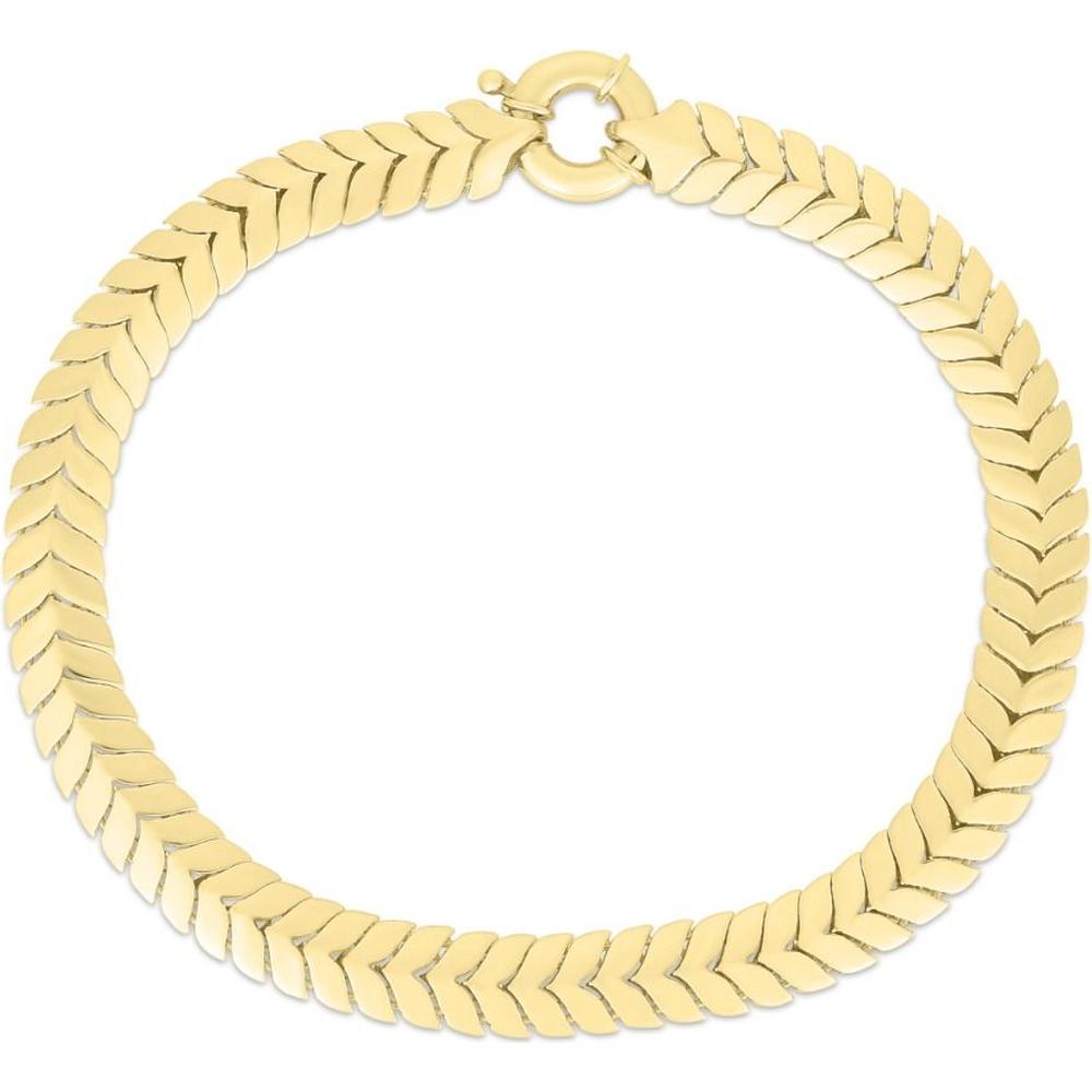 14K Yellow Gold 6mm Chevron Link Chain Bracelet with Spring Ring Clasp - 7.5" by Orozza Fine Jewelry