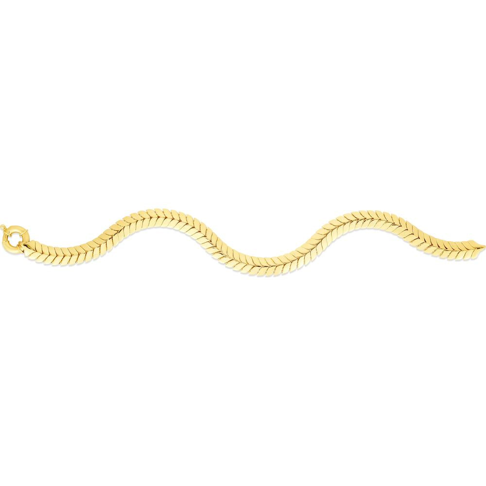 14K Yellow Gold 6mm Chevron Link Chain Bracelet with Spring Ring Clasp - 7.5" by Orozza Fine Jewelry