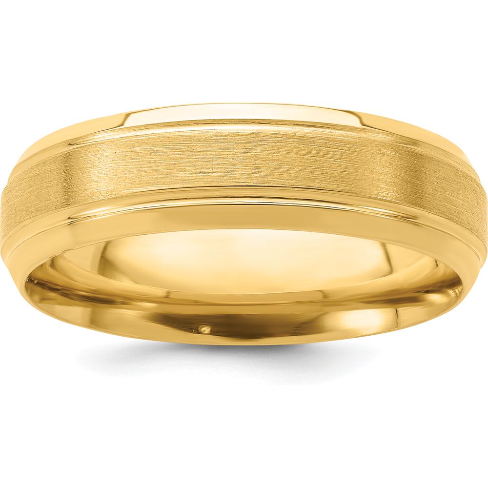 14K Yellow Gold 6mm Comfort Fit Brushed Satin Wedding Band - Heavyweight Design by Luciano & Cie