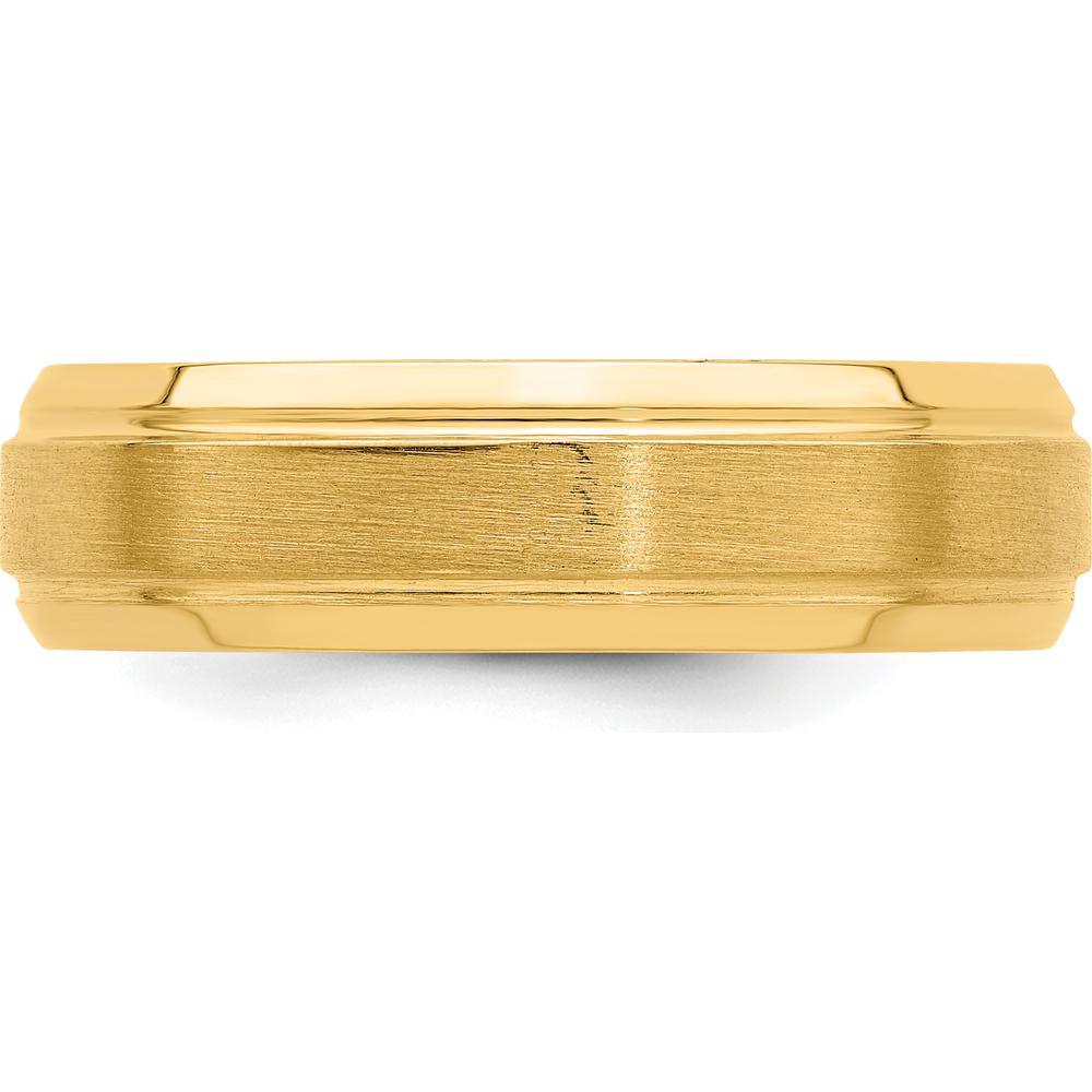14K Yellow Gold 6mm Comfort Fit Brushed Satin Wedding Band - Heavyweight Design by Luciano & Cie