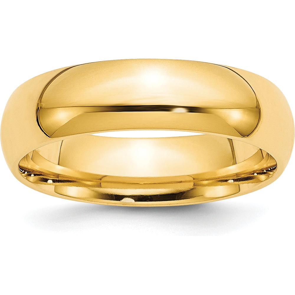 14K Yellow Gold 6mm Comfort Fit Domed Wedding Band - Adjustable Size 5.5 by Luciano & Cie