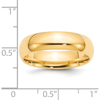 14K Yellow Gold 6mm Comfort Fit Domed Wedding Band - Adjustable Size 5.5 by Luciano & Cie
