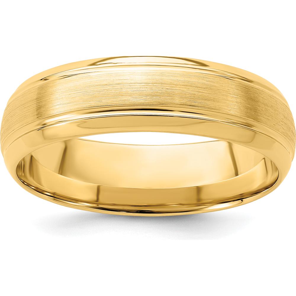 14K Yellow Gold 6mm Comfort Fit Satin Brushed Wedding Band - Lightweight Design by Luciano & Cie
