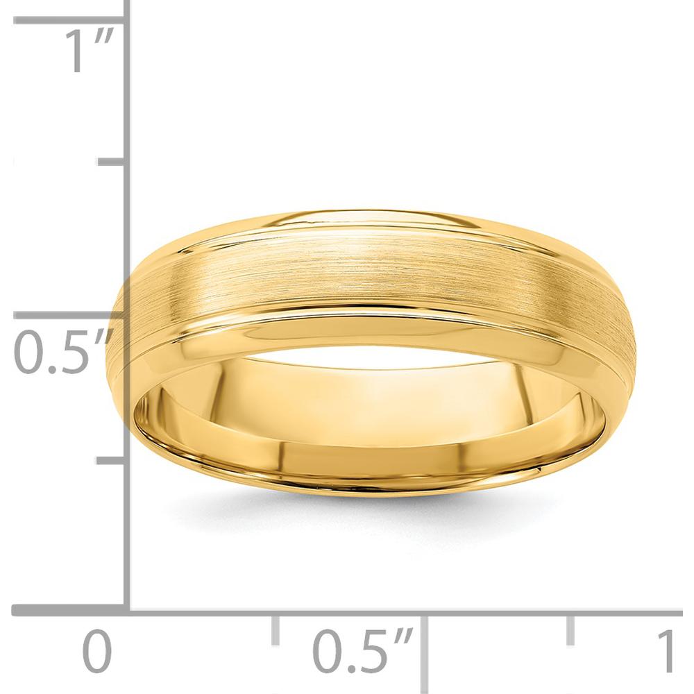 14K Yellow Gold 6mm Comfort Fit Satin Brushed Wedding Band - Lightweight Design by Luciano & Cie